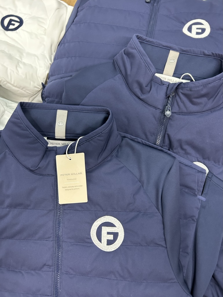 Peter Millar embroidered corporate polo and jacket
