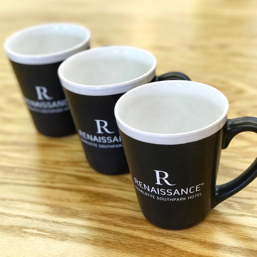 Branded mugs for Renaissance Charlotte Southpark Hotel