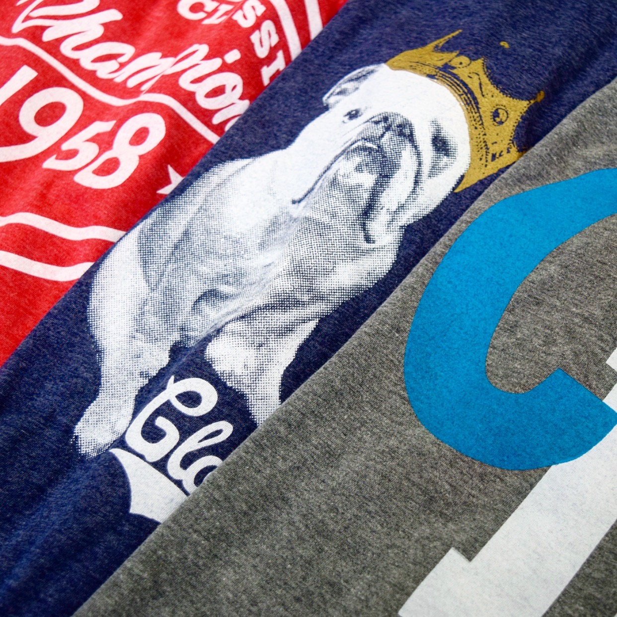 Custom screen printed t-shirt print detail close-up Charlotte NC