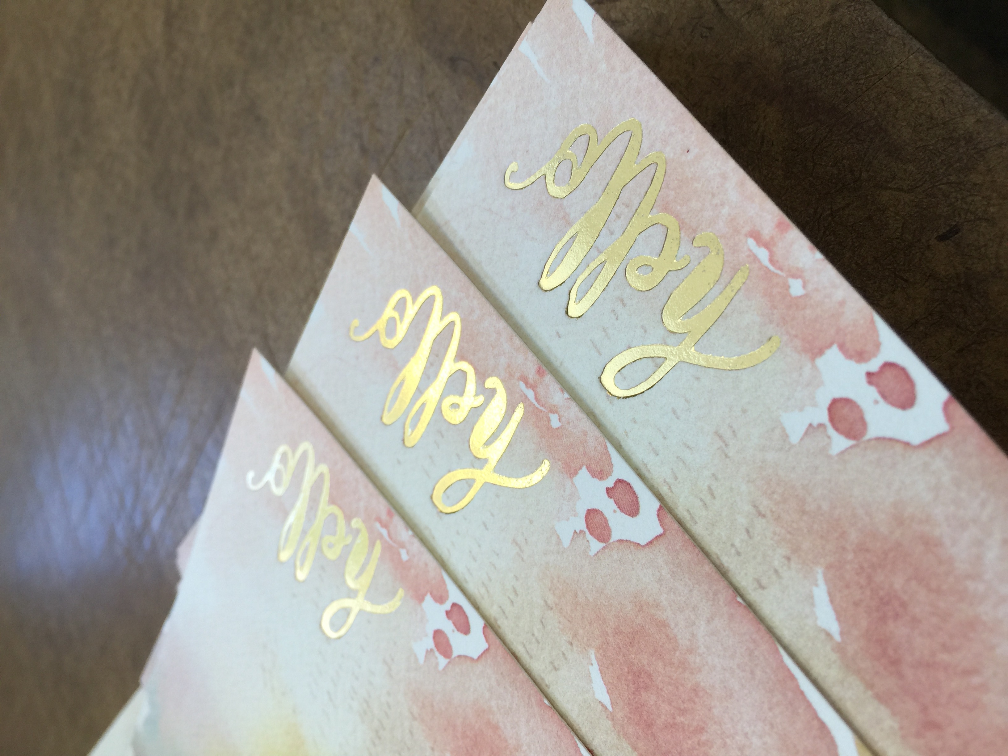 Gold foil 'hello' watercolor greeting cards