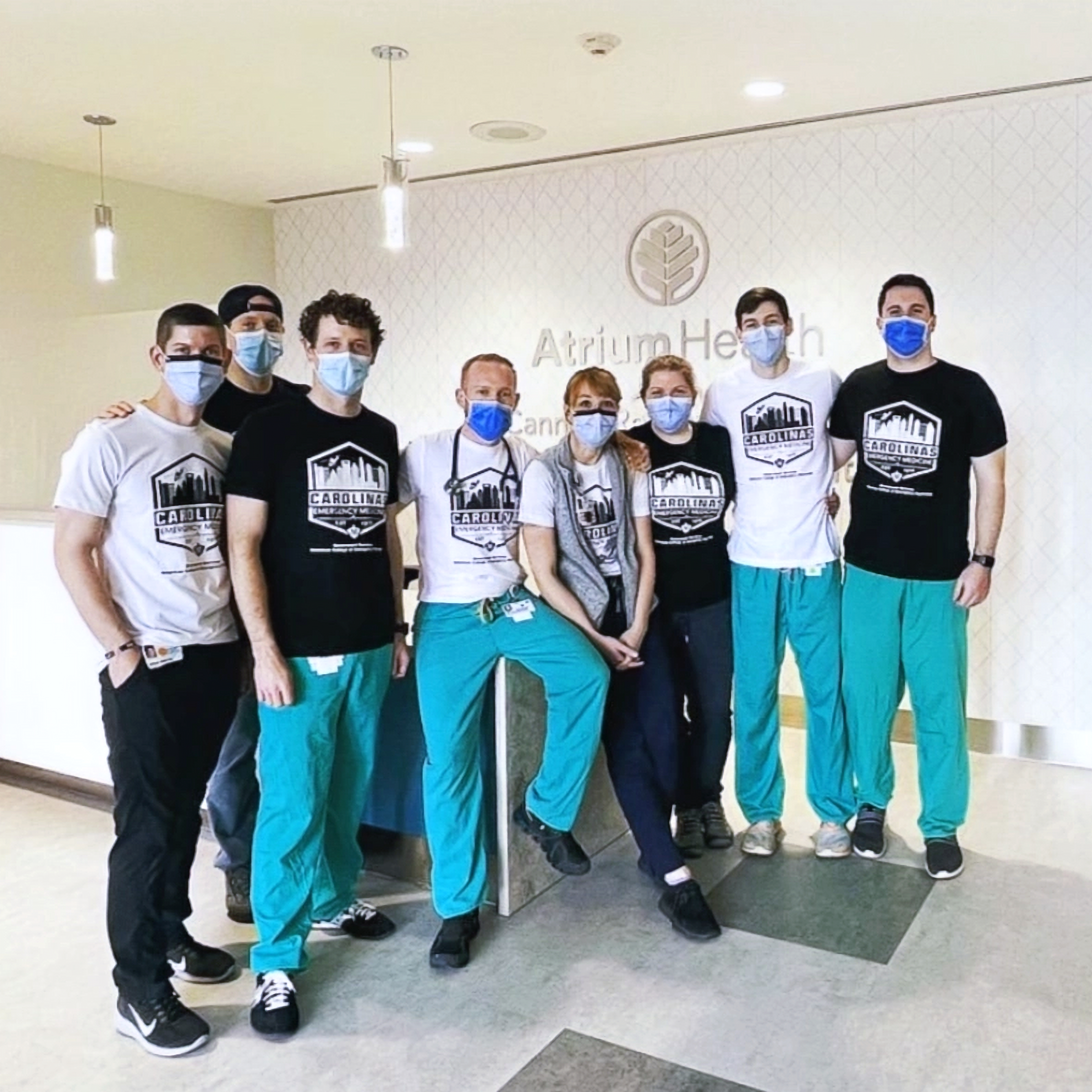 Atrium Health team in custom printed shirts