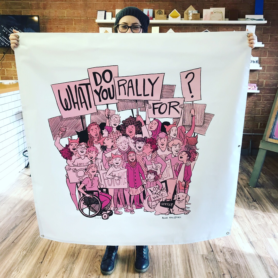 Women's March CLT — Hand-crafted rally banner for the Charlotte march