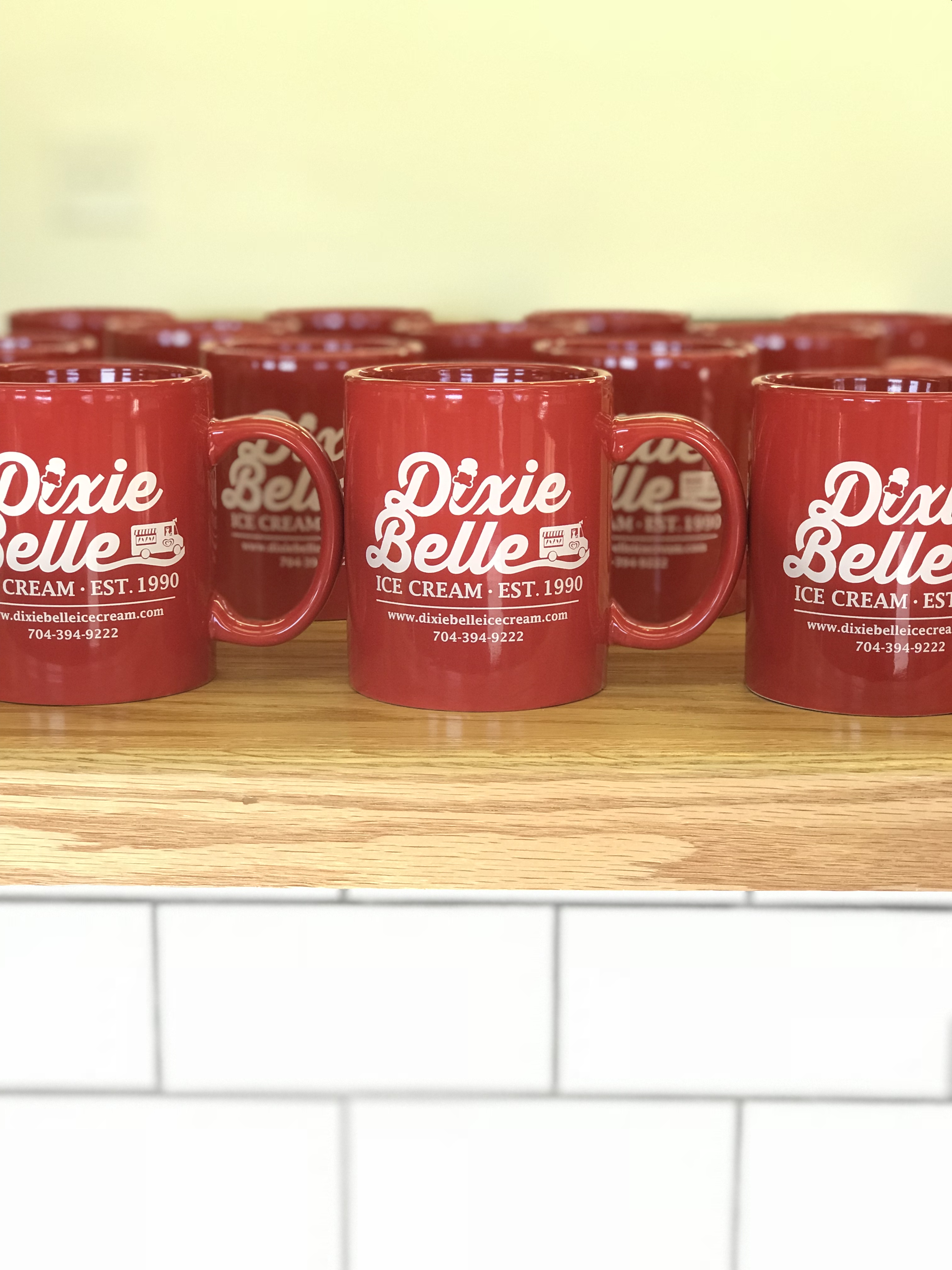 Custom branded Dixie Belle Ice Cream mugs at Mom & Pop's Print Shop Charlotte NC