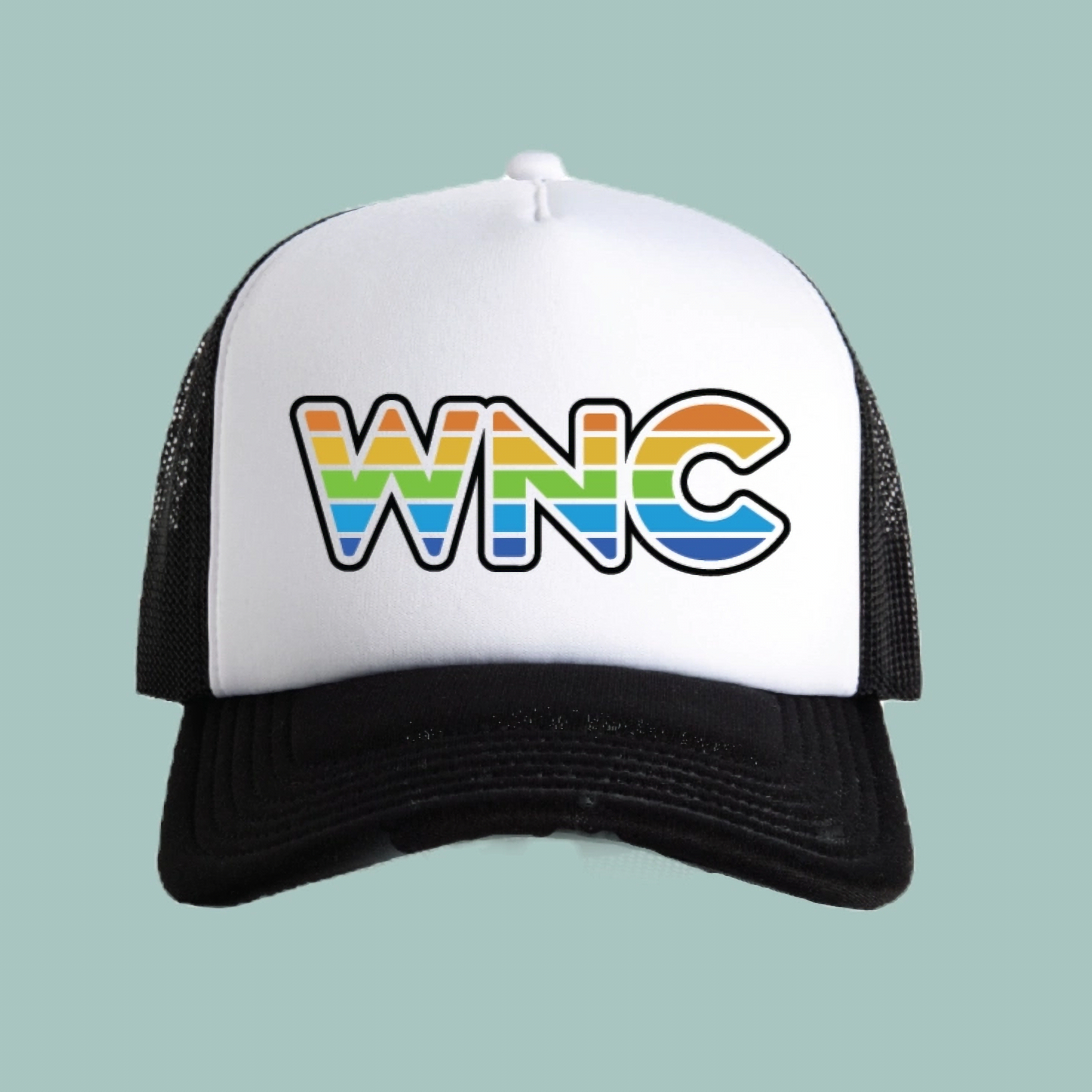 WNC rainbow DTF printed trucker hat